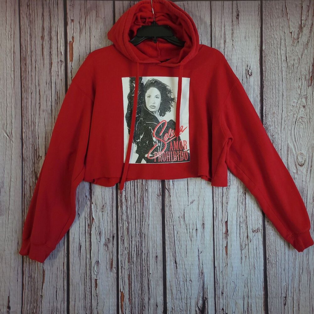 Womens Top Selena Singer Mexican XL Cropped Red